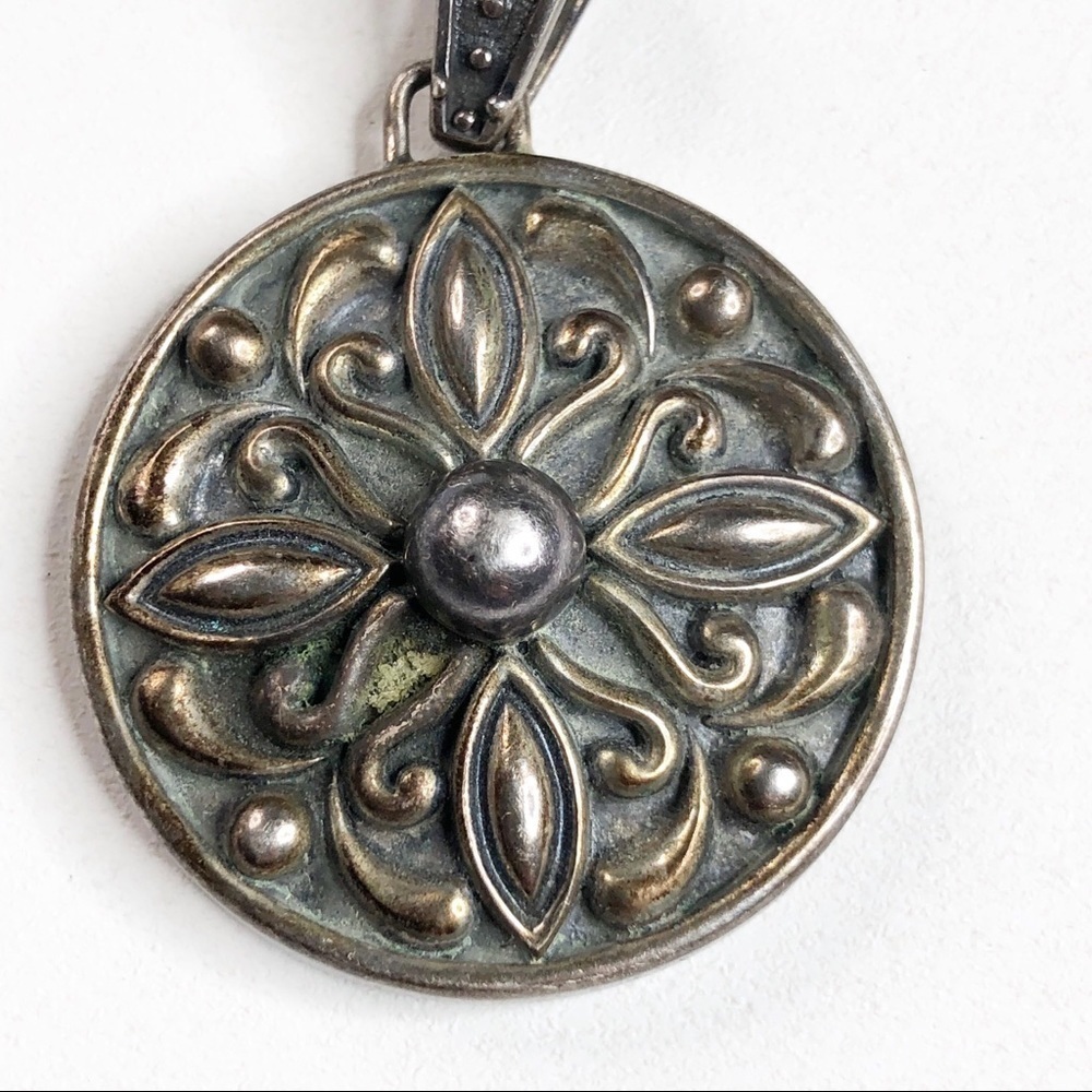 MWS Mexico Sterling Silver Floral Design Pendant - Picture 2 of 6